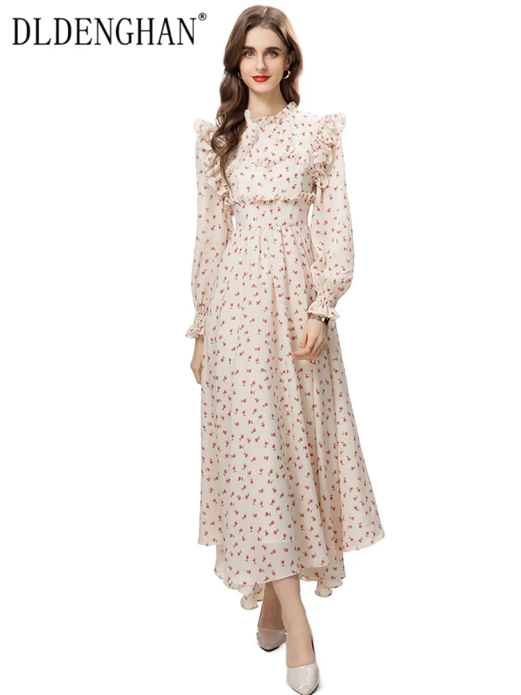 DLDENGHAN Autumn Long Dress Women O-Neck Lantern Sleeve Ruffle Floral Print Elegant Party High Waiste Dress Fashion Designer New
DLDENGHAN Autumn Long Dress Women O-Neck Lantern Sleeve Ruffle Floral Print Elegant Party High Waiste Dress Fashion Designer New