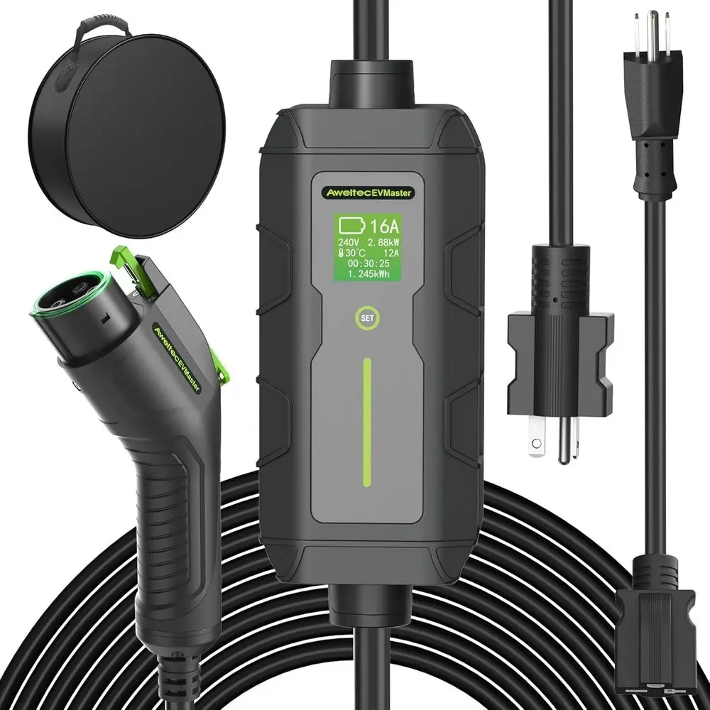 Portable 16A 240V EV Charging Station with NEMA 6-20 Plug, 18T Cable, LCD Display - J1772 Compatible for Indoor/Outdoor Use
Portable 16A 240V EV Charging Station with NEMA 6-20 Plug, 18T Cable, LCD Display - J1772 Compatible for Indoor/Outdoor Use