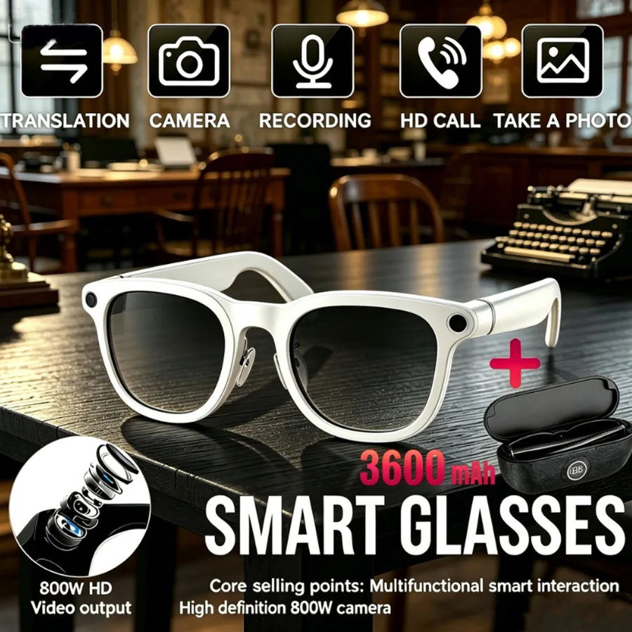 2026 New Smart Camera Glasses 800W Pixel Photo 1200P HD Recording BT5.3 AI Voice Assistant Real-time Translation Smart Glasses
2026 New Smart Camera Glasses 800W Pixel Photo 1200P HD Recording BT5.3 AI Voice Assistant Real-time Translation Smart Glasses