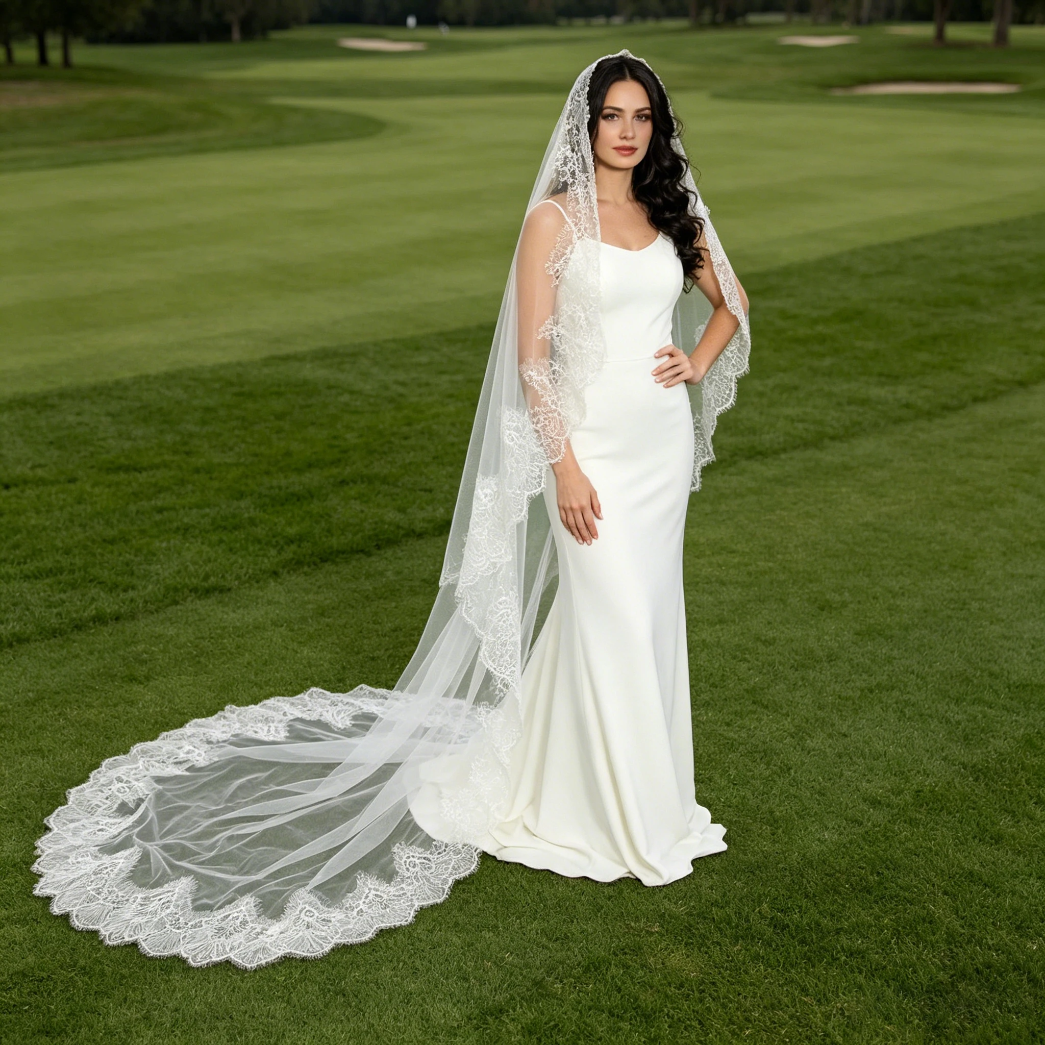 Luxury Bridal Veil 1 Tier Long Scalloped Lace Edge Wedding Tulle with Train for Brides' Delicate Accessory/Church Headpiece G151
Luxury Bridal Veil 1 Tier Long Scalloped Lace Edge Wedding Tulle with Train for Brides' Delicate Accessory/Church Headpiece G151