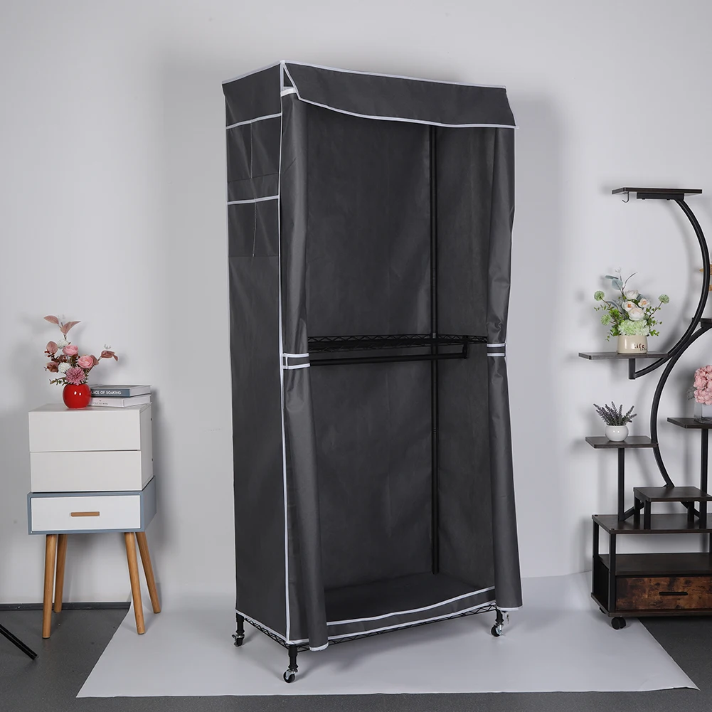 Portable Storage Closet with Wheels Multifunctional Heavy Duty Garment Rack with Cover for Coats Shirts Dress 
Portable Storage Closet with Wheels Multifunctional Heavy Duty Garment Rack with Cover for Coats Shirts Dress