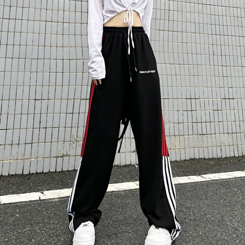 Women's Bottoms Black Stripe Sweatpants Fashion High Waist Straight Mopping Pants Casual Baggy Wide Leg Trouser Female Spring
Women's Bottoms Black Stripe Sweatpants Fashion High Waist Straight Mopping Pants Casual Baggy Wide Leg Trouser Female Spring