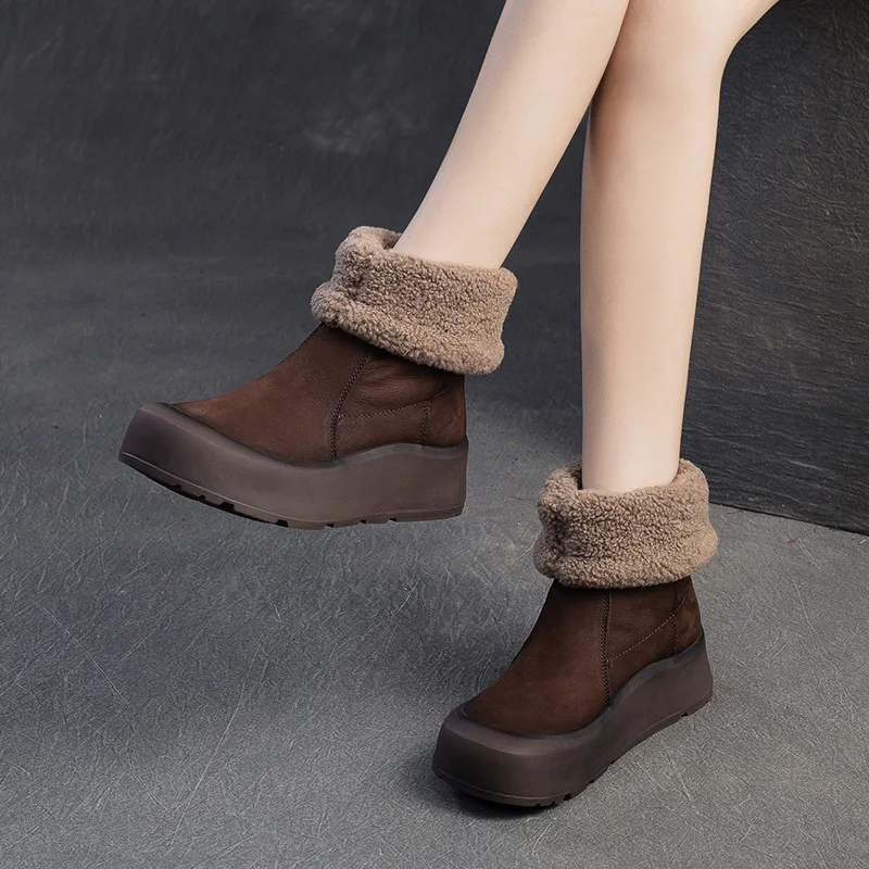 GKTINOO Genuine Leather Snow Boots Platform Plush Warm Winter Mid-Calf Boots Women Booties Thick Soled Shoes
GKTINOO Genuine Leather Snow Boots Platform Plush Warm Winter Mid-Calf Boots Women Booties Thick Soled Shoes