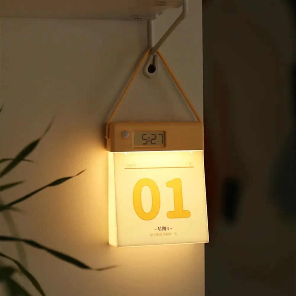 Creative Silicone LED Light Dimmable Calendar Shape Human Sensor Light USB Rechargeable Time Display Calendar Night Light