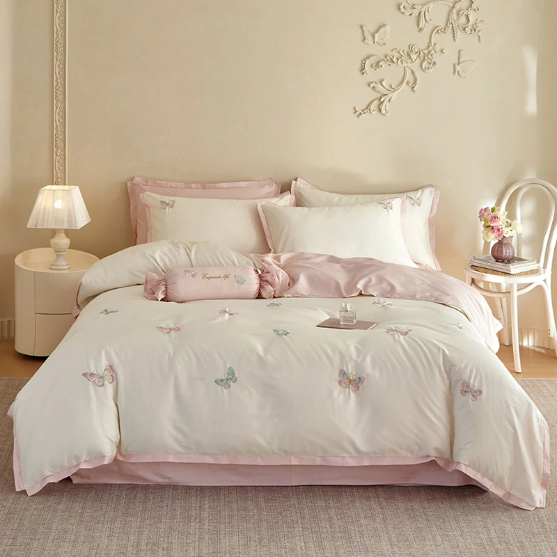 600TC Egyptian Cotton Luxury Butterfly Embroidery Bedding Set Queen King Size Duvet Cover Set Bed Sheet/Fitted Sheet Pillowcases
600TC Egyptian Cotton Luxury Butterfly Embroidery Bedding Set Queen King Size Duvet Cover Set Bed Sheet/Fitted Sheet Pillowcases