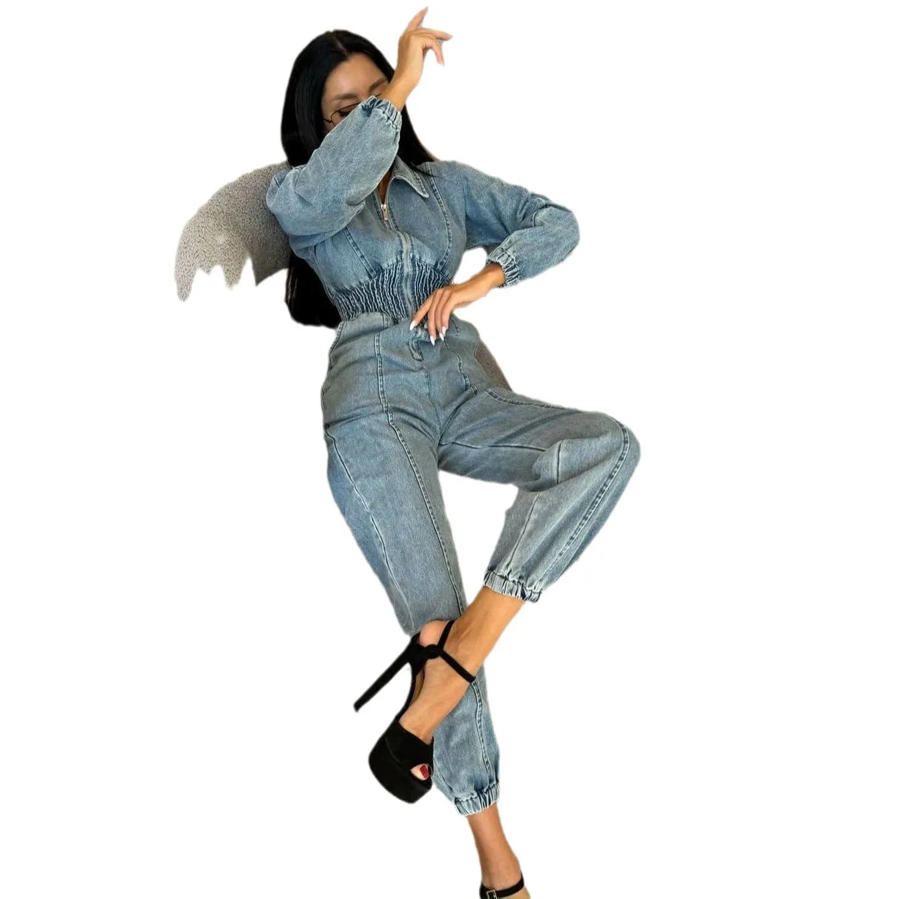 2025 autumn fashion new denim jumpsuit women's fashion high-end trousers 1001
2025 autumn fashion new denim jumpsuit women's fashion high-end trousers 1001