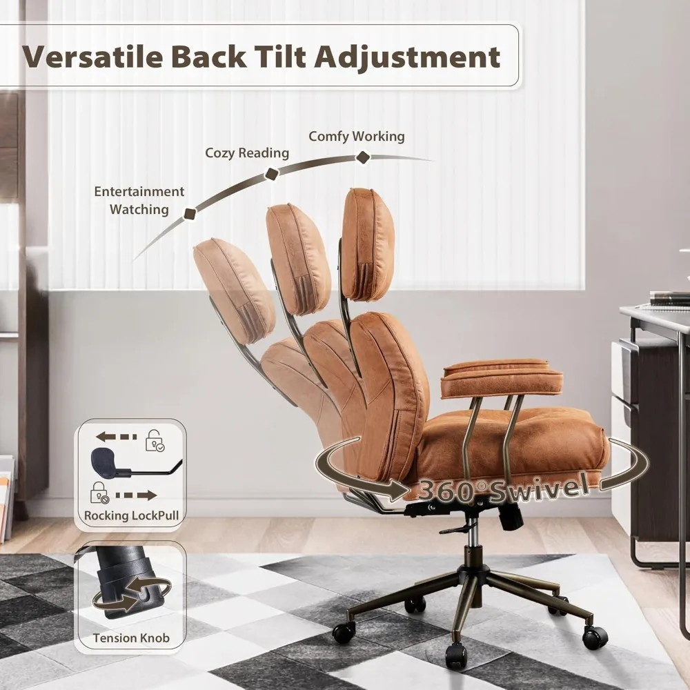 Mid-Century Modern Ergonomic Office Chair, Extra Wide Comfy Executive Chair with Lumbar Support, Suede Leather, Customized
Mid-Century Modern Ergonomic Office Chair, Extra Wide Comfy Executive Chair with Lumbar Support, Suede Leather, Customized