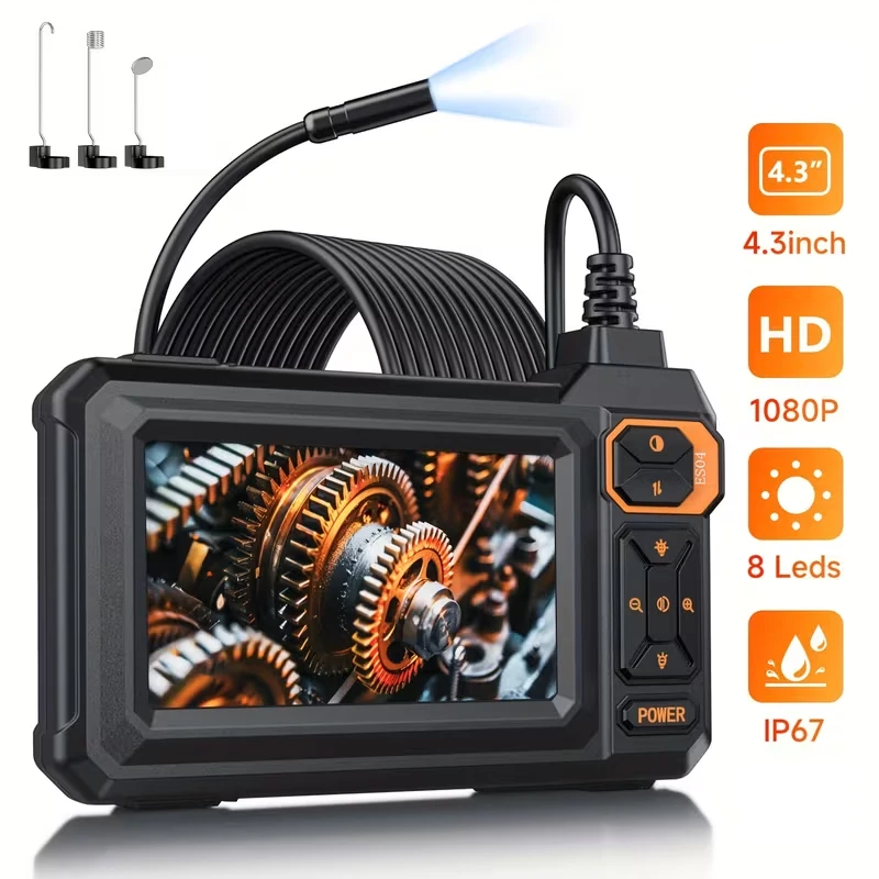 4.3-Inch IPS Display Endoscope Inspection Camera Featuring 8 LED Lights, a Snake Camera with IP67 Rating , for Pipe Car Repair
4.3-Inch IPS Display Endoscope Inspection Camera Featuring 8 LED Lights, a Snake Camera with IP67 Rating , for Pipe Car Repair