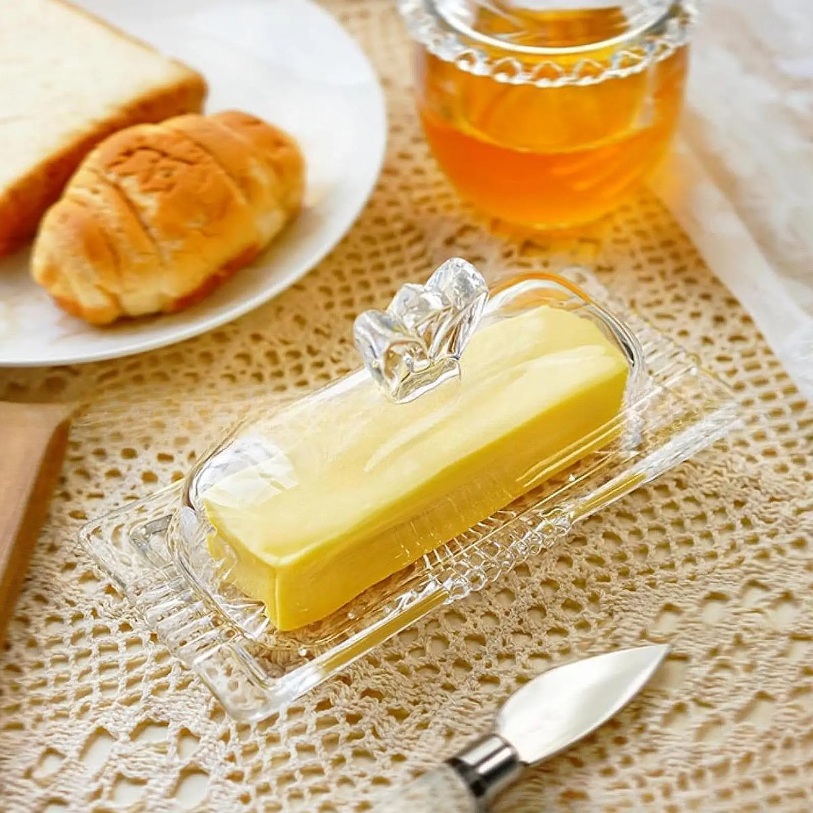Glass Butter Dish with Lid Multipurpose Preserving Serving Dessert Tray Bowl for Dining Table Home Refrigerator Counter Parties
Glass Butter Dish with Lid Multipurpose Preserving Serving Dessert Tray Bowl for Dining Table Home Refrigerator Counter Parties