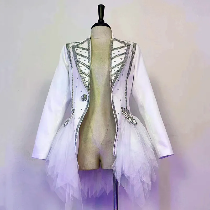 Women Singer Leading Dance Shiny Rhinestones Blazer Coat Jazz Modern Dance Team Performance Clothes Birthday Party Stage Costume
Women Singer Leading Dance Shiny Rhinestones Blazer Coat Jazz Modern Dance Team Performance Clothes Birthday Party Stage Costume