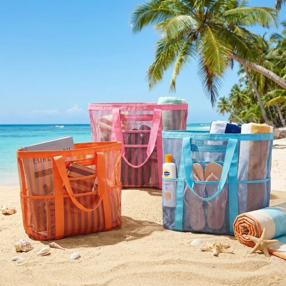 Extra-Large Large Capacity Mesh Beach Tote Bag Multi-Pocket Breathable Travel Bag Lightweight Polyester Pool Bag Vacation
Extra-Large Large Capacity Mesh Beach Tote Bag Multi-Pocket Breathable Travel Bag Lightweight Polyester Pool Bag Vacation