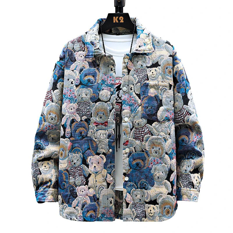 A281 Spring and Autumn models loose versatile fashion casual trend tide bear denim jacket men's large size jacquard
A281 Spring and Autumn models loose versatile fashion casual trend tide bear denim jacket men's large size jacquard