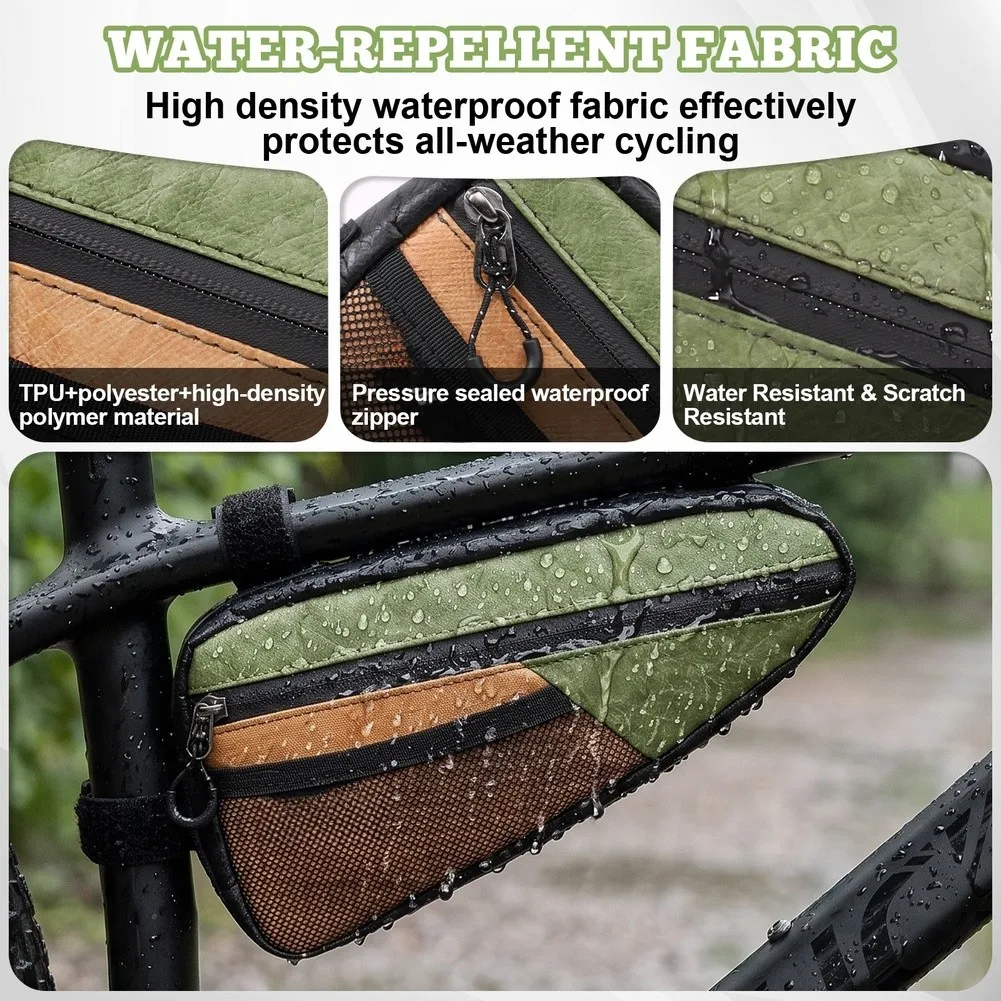 Green Waterproof Triangle Frame Bag 0.85L Storage Pouch With Dual Zipper For Mountain Road Bike Cycling Front Tube Accessories
Green Waterproof Triangle Frame Bag 0.85L Storage Pouch With Dual Zipper For Mountain Road Bike Cycling Front Tube Accessories