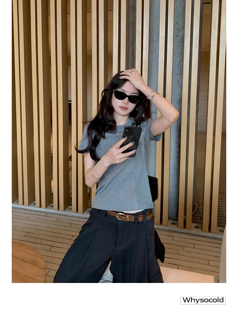 Whysocold round Ne ort Sve T-irt Women's Casual Versatile Slimming Top Spring 2024 Faion Ladies' Wear
Whysocold round Ne ort Sve T-irt Women's Casual Versatile Slimming Top Spring 2024 Faion Ladies' Wear