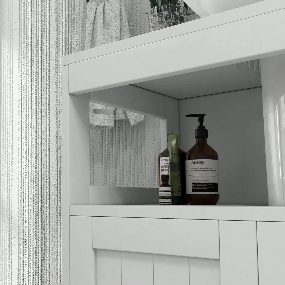 Pedestal Sink Storage Cabinet, Bathroom Under Sink Cabinet With 2 Doors And Open Shelf, Bathroom Vanity, White
Pedestal Sink Storage Cabinet, Bathroom Under Sink Cabinet With 2 Doors And Open Shelf, Bathroom Vanity, White