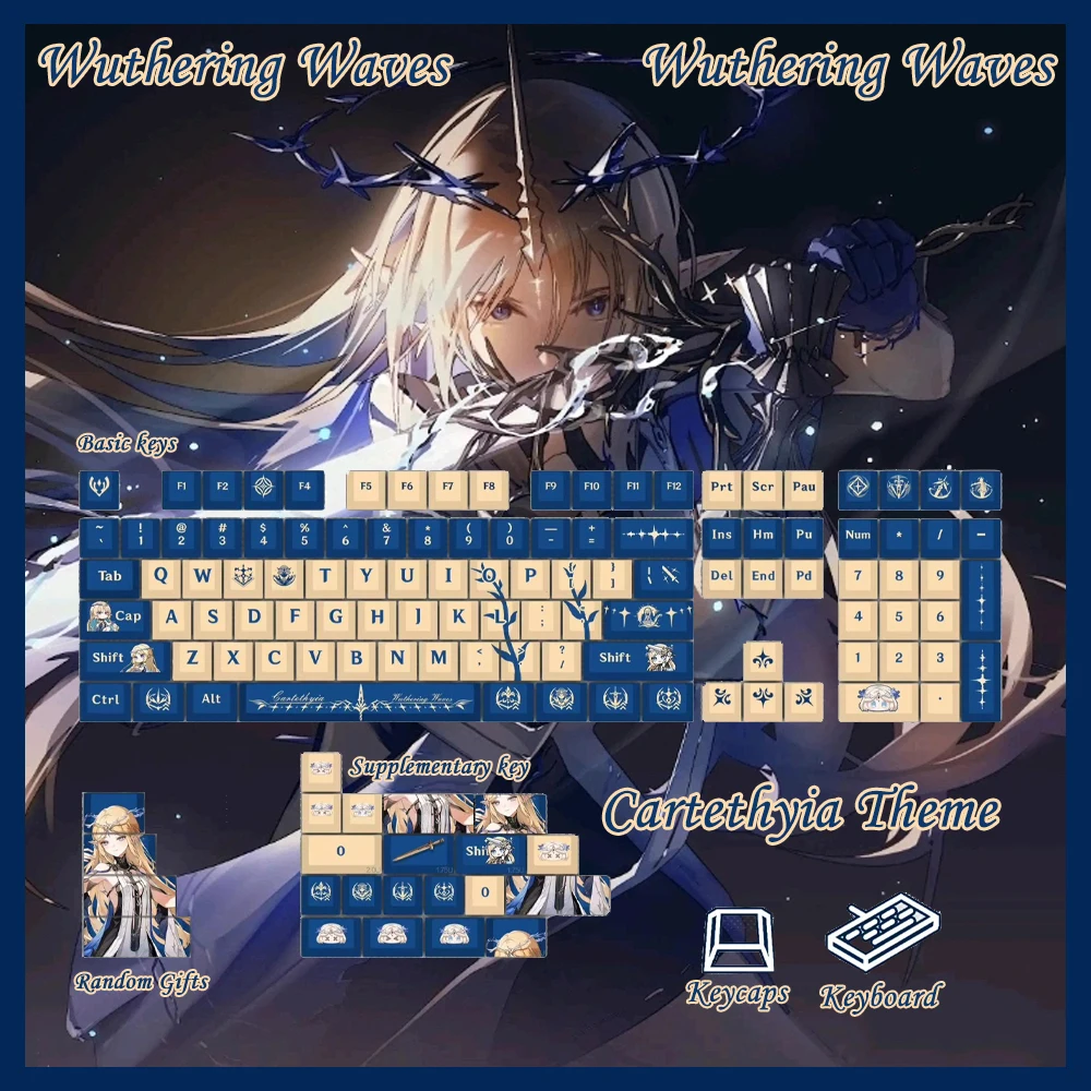 Wuthering Waves Keycaps Cartethyia Theme Keycap PBT DYE-Sub Cherry Profile Key Cap For Red Axis Mechanical Keyboard Accessories
Wuthering Waves Keycaps Cartethyia Theme Keycap PBT DYE-Sub Cherry Profile Key Cap For Red Axis Mechanical Keyboard Accessories