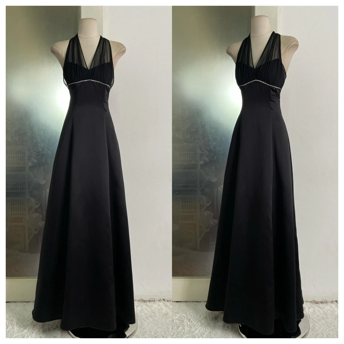 Customized Modern Black Satin Evening Dress Halter Sleeveless Celebrity Gowns Bespoke Occasion Gowns Temperament Delicate
Customized Modern Black Satin Evening Dress Halter Sleeveless Celebrity Gowns Bespoke Occasion Gowns Temperament Delicate