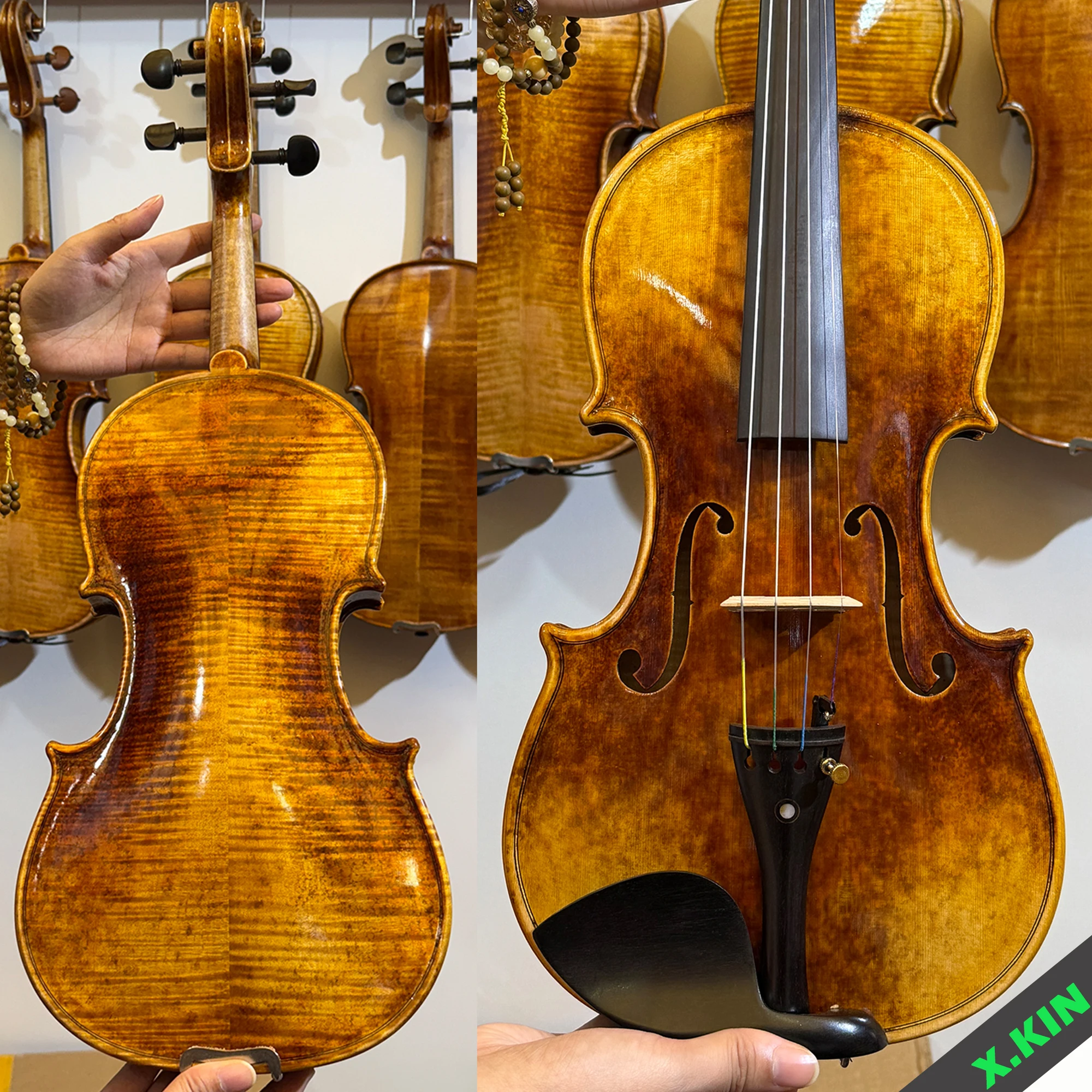 Винтажная скрипка ручной работы 4/4 Stradivarius с антикварной отделкой маслом, эбеновыми аксессуарами, в комплекте с футляром и смычком
Винтажная скрипка ручной работы 4/4 Stradivarius с антикварной отделкой маслом, эбеновыми аксессуарами, в комплекте с футляром и смычком