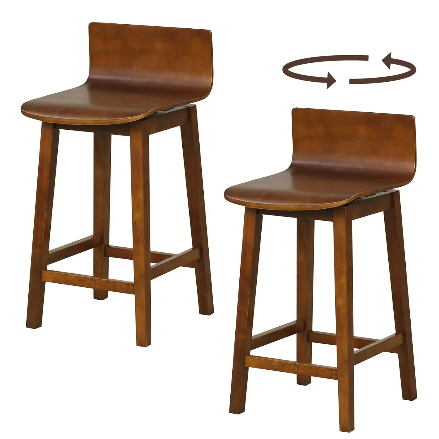Swivel Solid Wood Bar Stools Set of 2, 24.5-inch Counter Height Chairs with Low Back, Footrest, Farmhouse Wooden, Customized
Swivel Solid Wood Bar Stools Set of 2, 24.5-inch Counter Height Chairs with Low Back, Footrest, Farmhouse Wooden, Customized