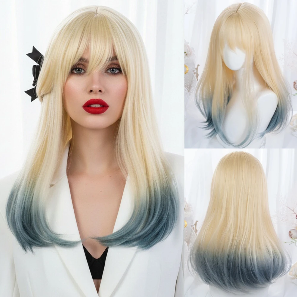 Women Shor Straight Wig With Bangs Blonde Ombre Blue Lolita Style Synthetic Cosplay Party Wigs
Women Shor Straight Wig With Bangs Blonde Ombre Blue Lolita Style Synthetic Cosplay Party Wigs