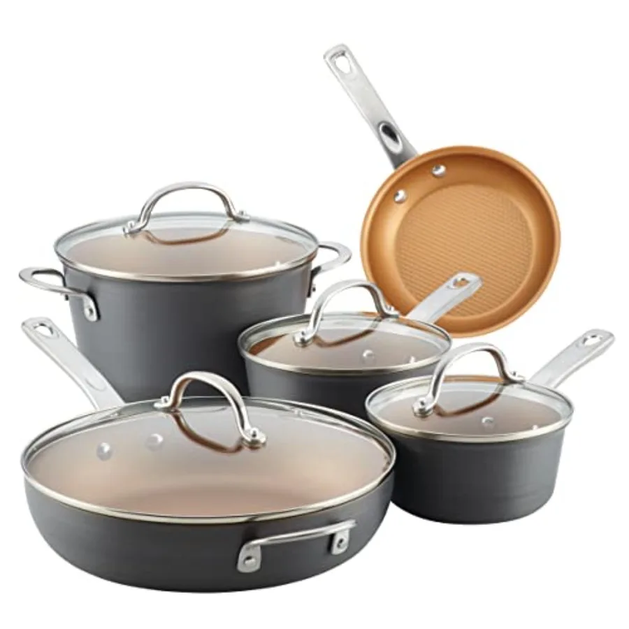 Набор посуды Curry Kitchenware Curry Home Collection из 9 предметов: кастрюли и сковороды с антипригарным покрытием из твердого анодированного алюминия, цвет угольно-серый
Набор посуды Curry Kitchenware Curry Home Collection из 9 предметов: кастрюли и сковороды с антипригарным покрытием из твердого анодированного алюминия, цвет угольно-серый