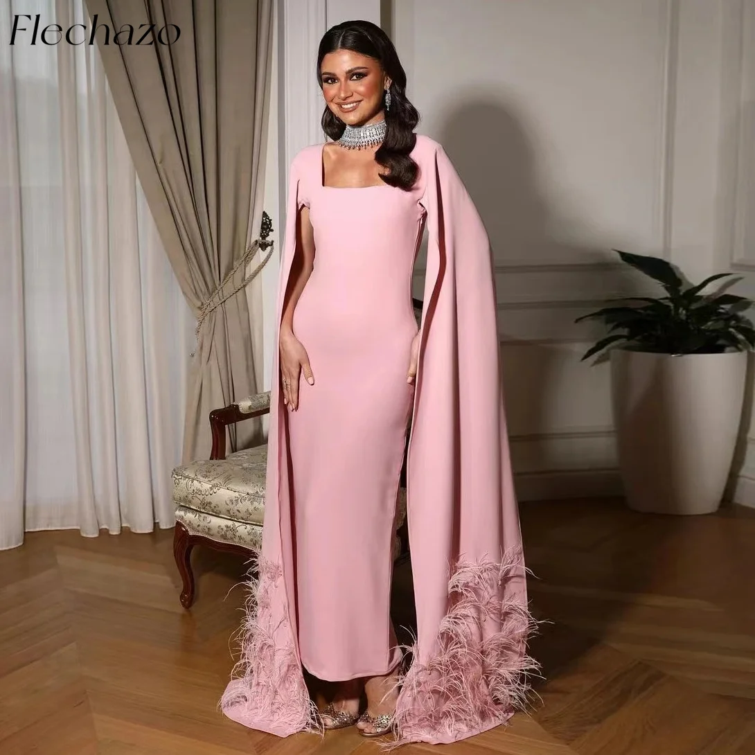 Flechazo Pink Evening Dresses Square-Neck Floor-Length Feathers Formal Occasion Saudi Dress For Women 2024 vestidos de noche
Flechazo Pink Evening Dresses Square-Neck Floor-Length Feathers Formal Occasion Saudi Dress For Women 2024 vestidos de noche