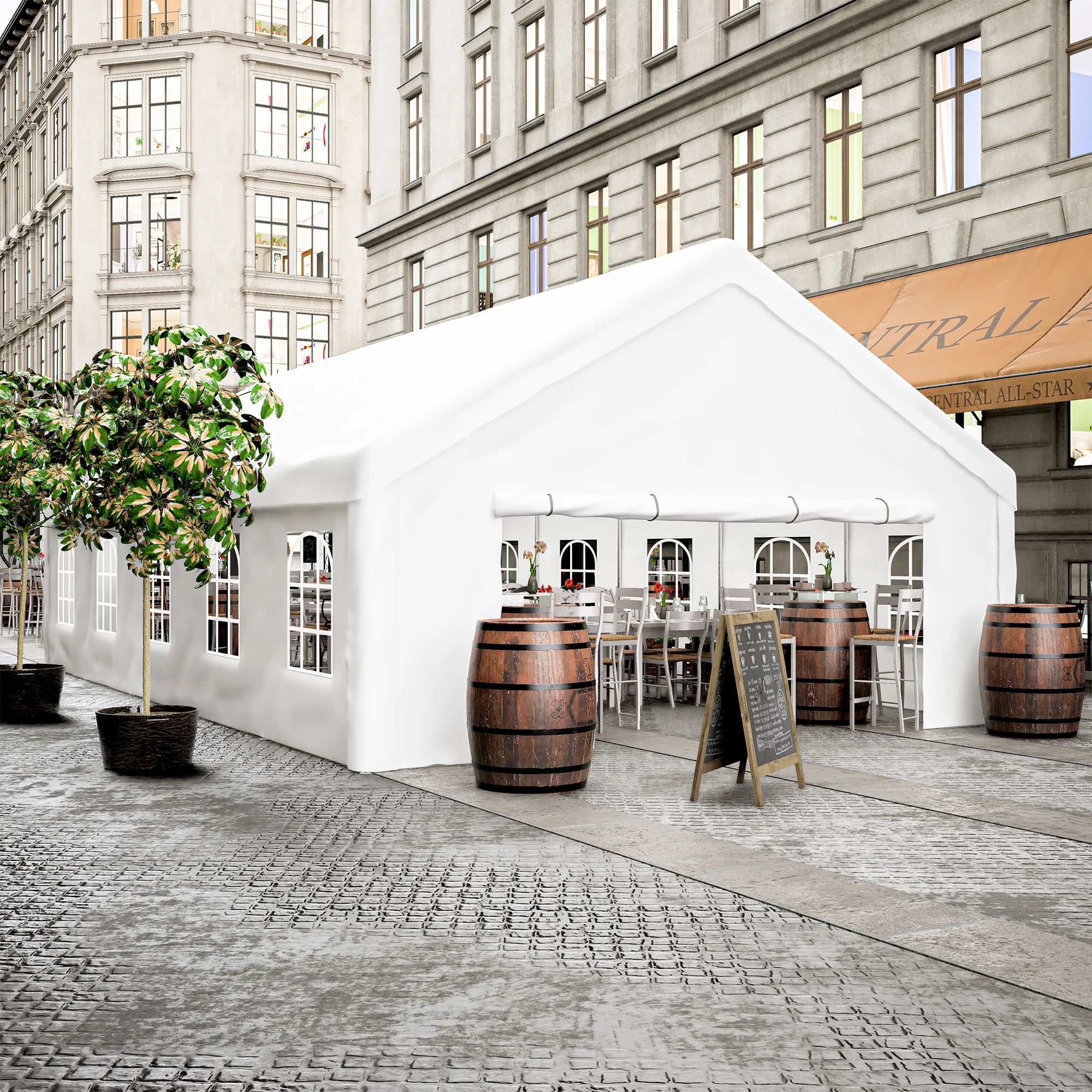 389"×221"×142" Premium All-Weather Party Tent, Galvanized Steel Frame With Enhanced Stability, Waterproof & Windproof Shelter for wedding parties, etc.White
389"×221"×142" Premium All-Weather Party Tent, Galvanized Steel Frame With Enhanced Stability, Waterproof & Windproof Shelter for wedding parties, etc.White