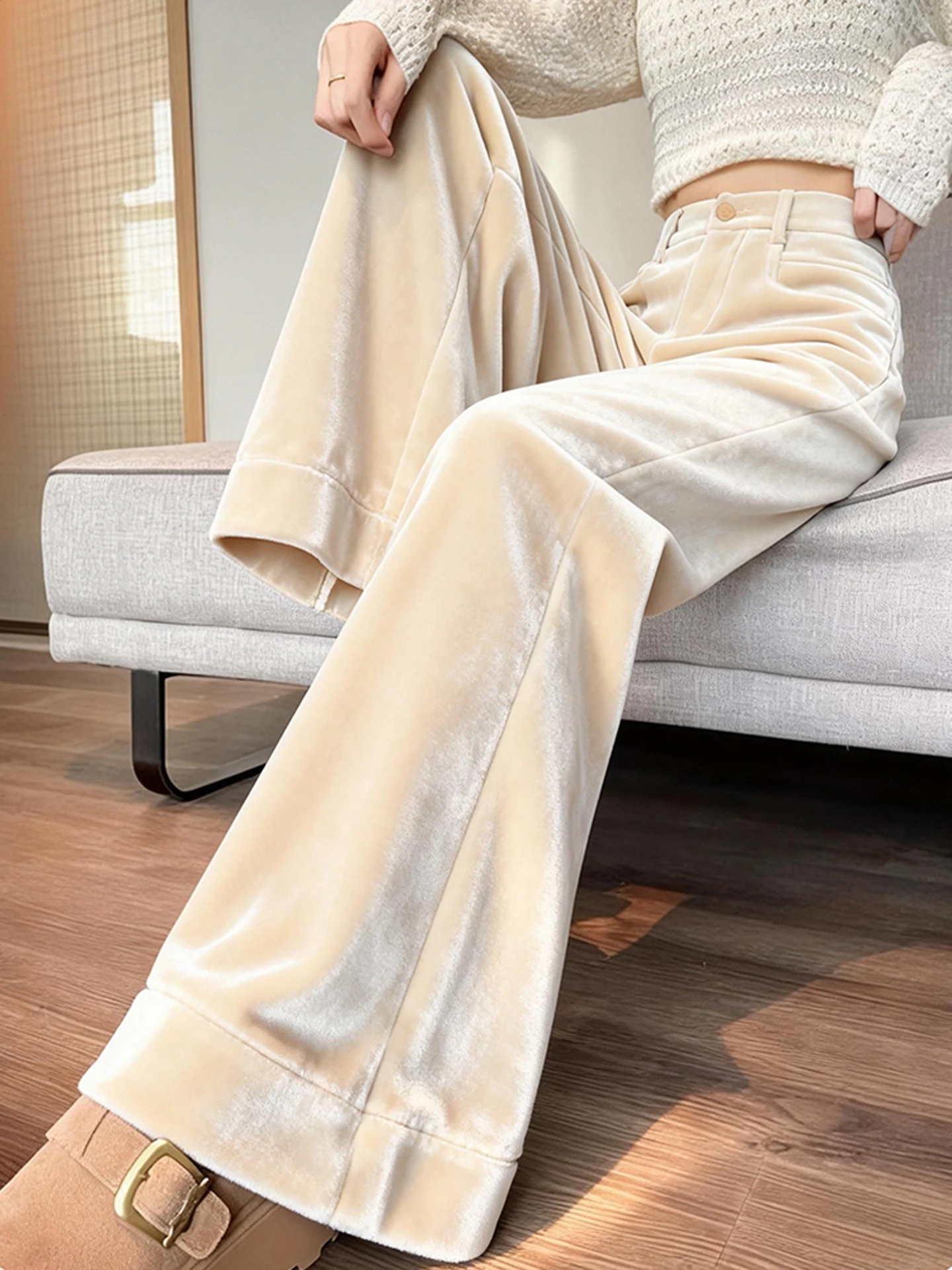 Thiened Velvet Wide Leg Pants High Waist Slim Straight Cut Trousers Spring Faionable Women's Busin Casual Trousers
Thiened Velvet Wide Leg Pants High Waist Slim Straight Cut Trousers Spring Faionable Women's Busin Casual Trousers