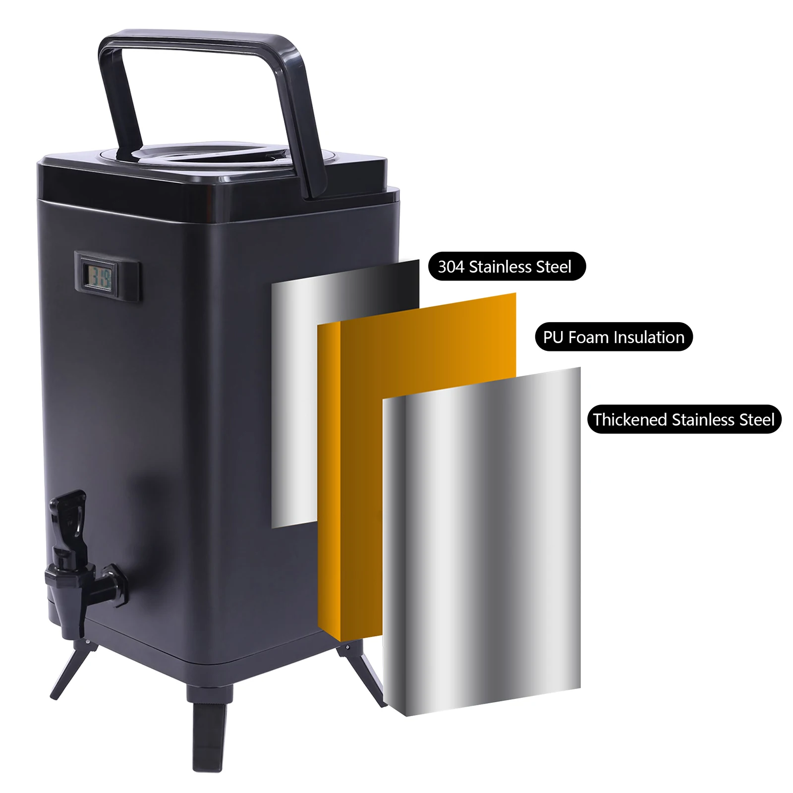 BYMAOCAR 12L Insulated Beverage Dispenser Stainless Steel Hot and Cold Drink Dispenser with Thermometer and Faucet Black
BYMAOCAR 12L Insulated Beverage Dispenser Stainless Steel Hot and Cold Drink Dispenser with Thermometer and Faucet Black