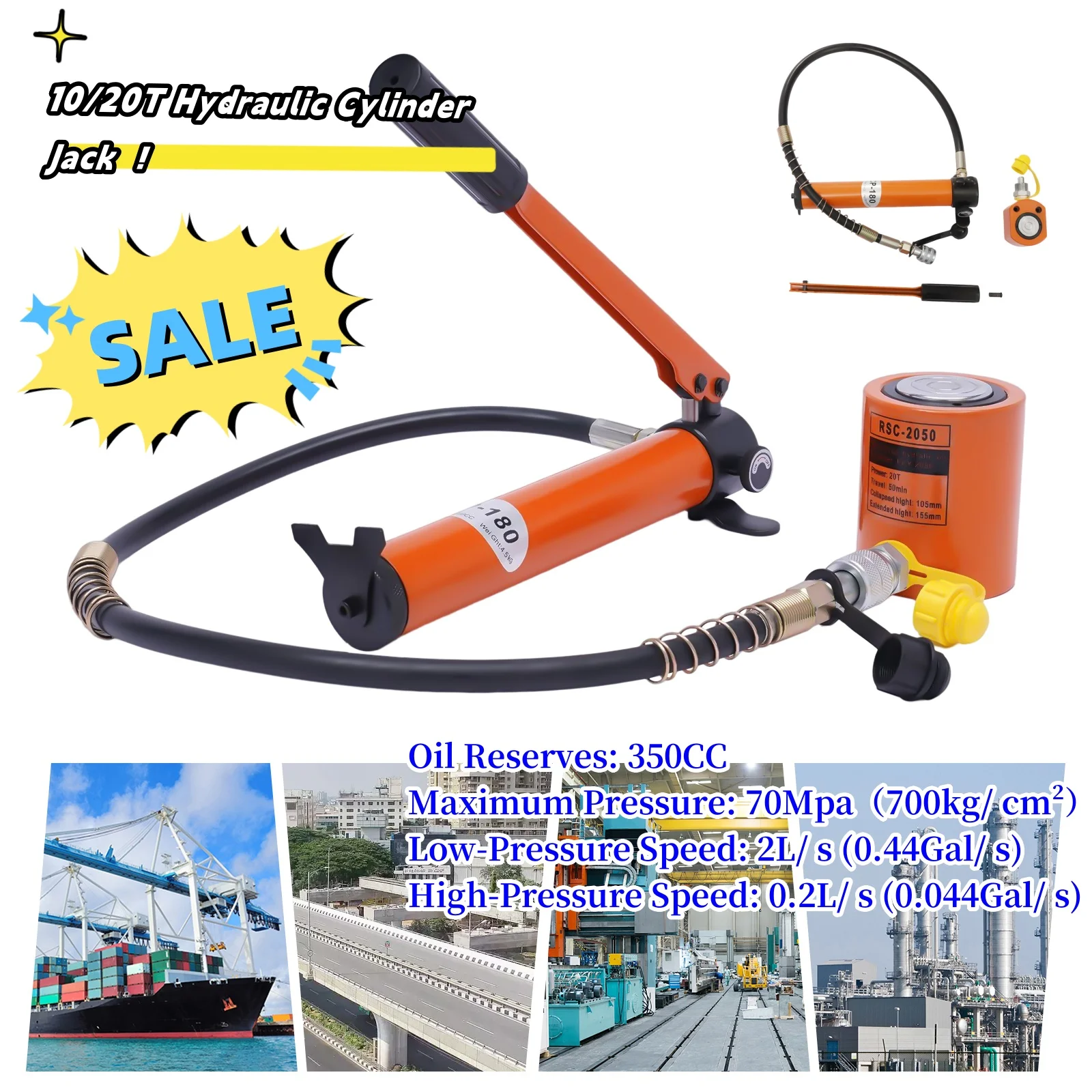 10/20T Hydraulic Cylinder Jack CP-180 Manual Hydraulic Hand Pump 0.43/0.512inch Stroke Single Acting Lifting Cylinders
10/20T Hydraulic Cylinder Jack CP-180 Manual Hydraulic Hand Pump 0.43/0.512inch Stroke Single Acting Lifting Cylinders