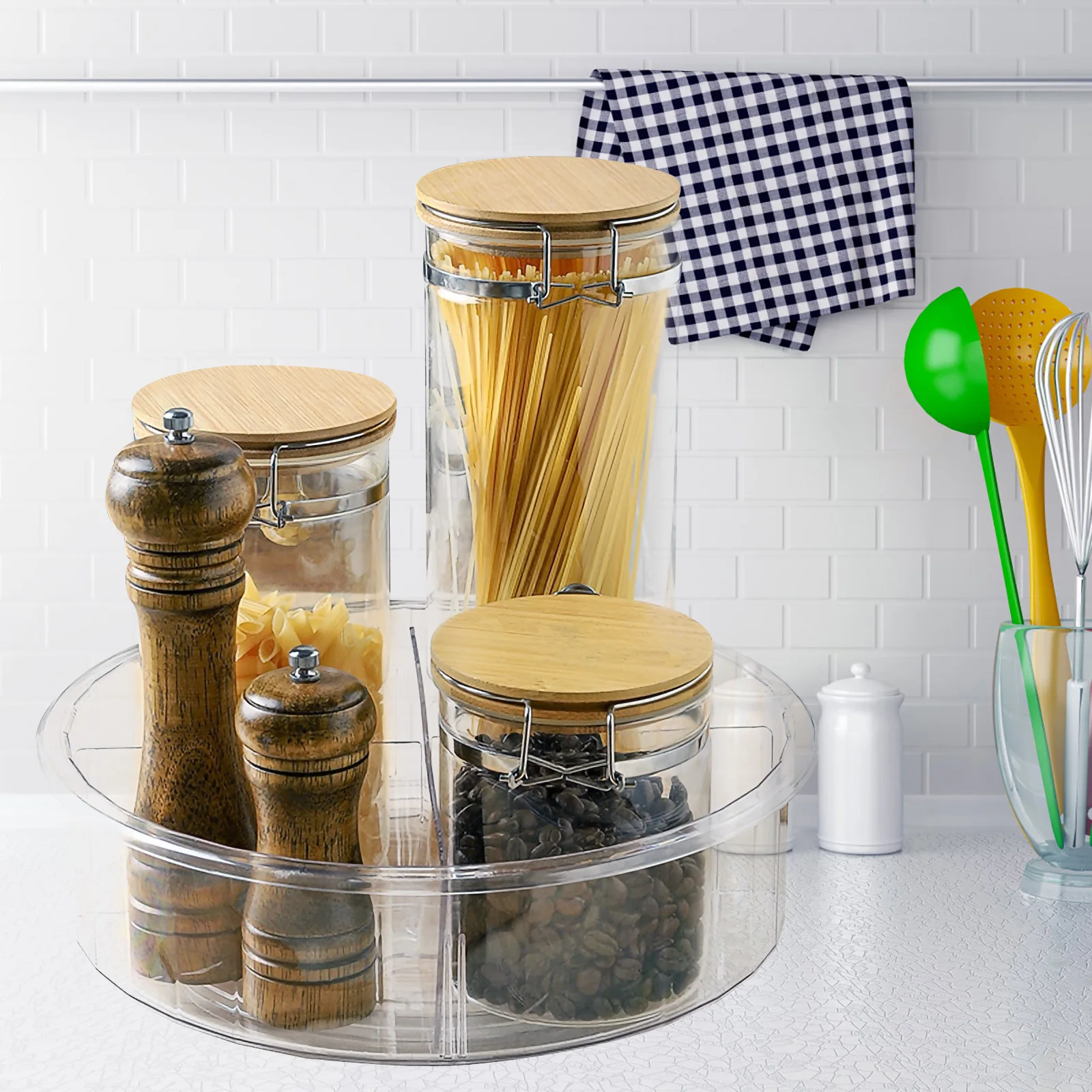 1pc Rotating Seasoning Storage Large Capacity Kitchen Organizer Desktop Holder Slip-Resistant Tray for CountertopKitchen
1pc Rotating Seasoning Storage Large Capacity Kitchen Organizer Desktop Holder Slip-Resistant Tray for CountertopKitchen