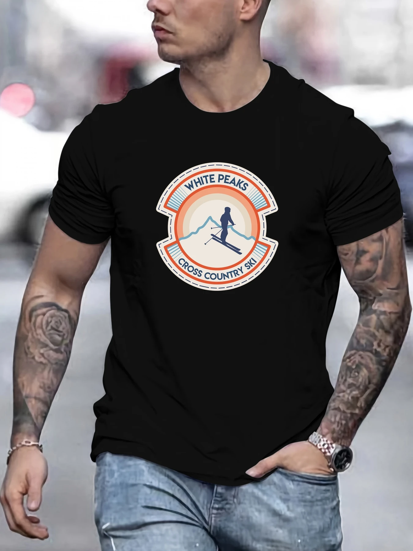 Men's WHITE PEAKS Cross-Country Skiing Pattern Summer Casual Crew Neck Short T-Shirt
Men's WHITE PEAKS Cross-Country Skiing Pattern Summer Casual Crew Neck Short T-Shirt