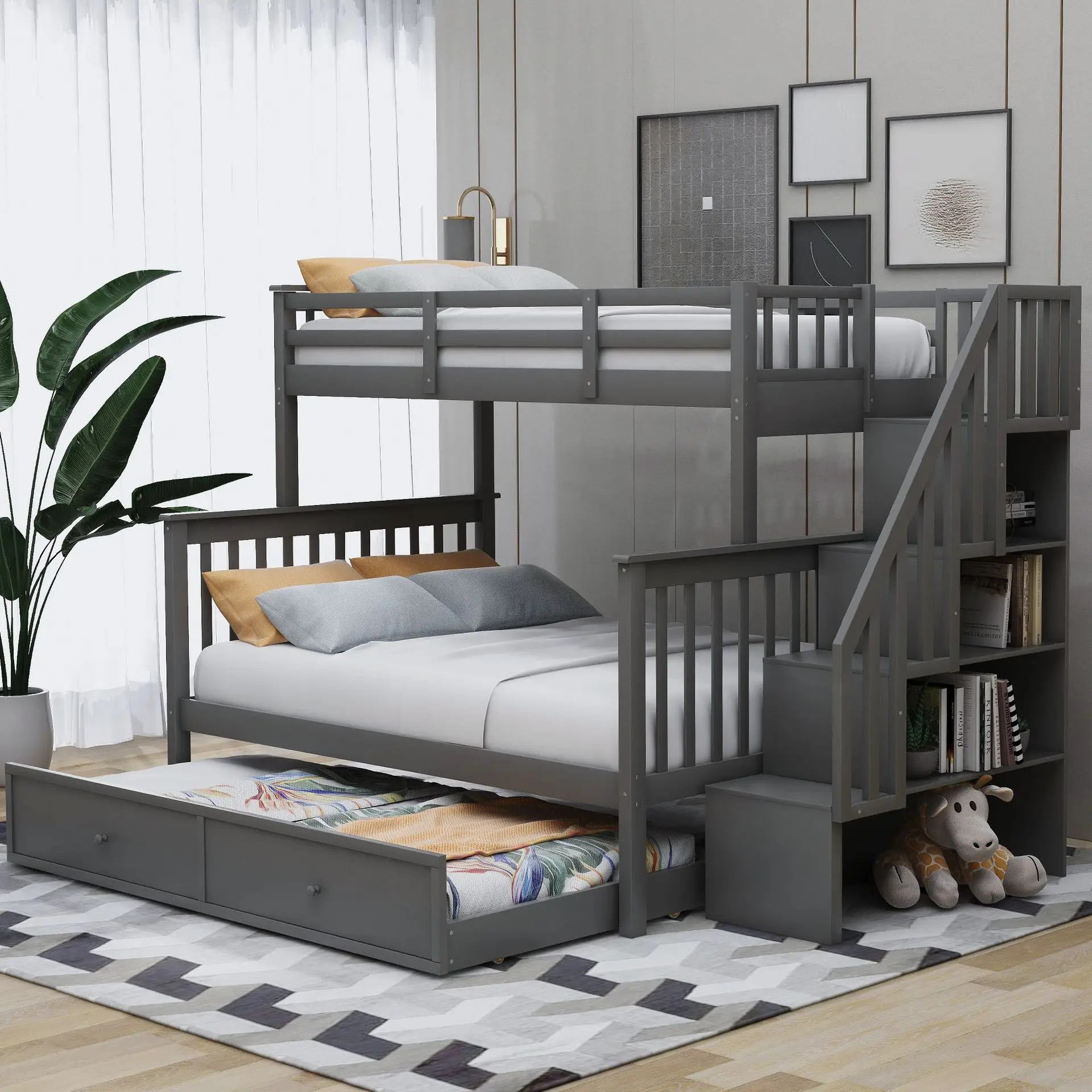 Factory Price Cheap Bedroom Furniture Set Large Space Storage Stairway Children's Double Bed
Factory Price Cheap Bedroom Furniture Set Large Space Storage Stairway Children's Double Bed