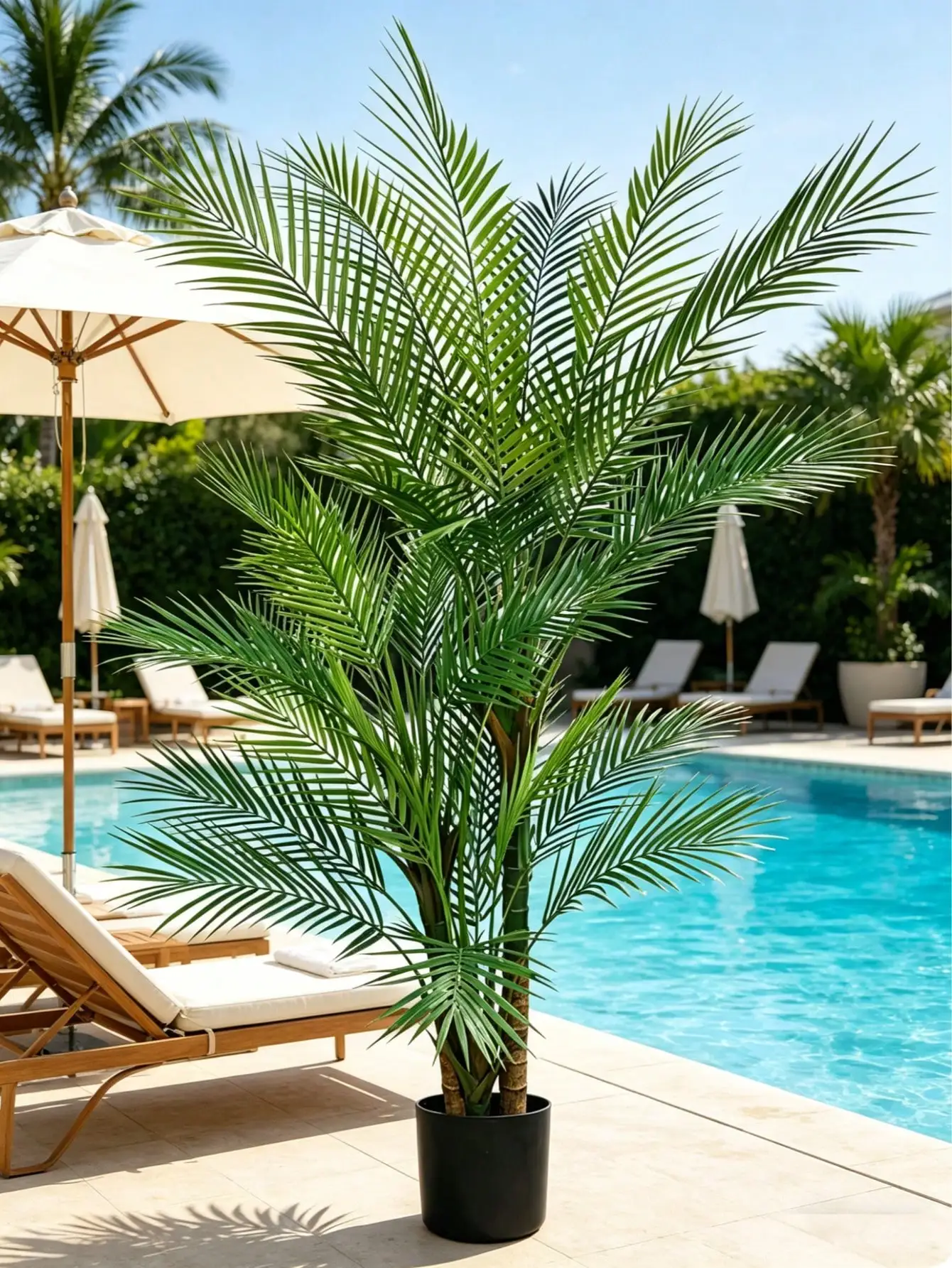 5/6FT Artificial Palm Tree With Triple Trunk Realistic PE Leaves UV Resistant Faux Tropical Plant In Pot For Indoor Outdoor Home Patio Garden Decor
5/6FT Artificial Palm Tree With Triple Trunk Realistic PE Leaves UV Resistant Faux Tropical Plant In Pot For Indoor Outdoor Home Patio Garden Decor