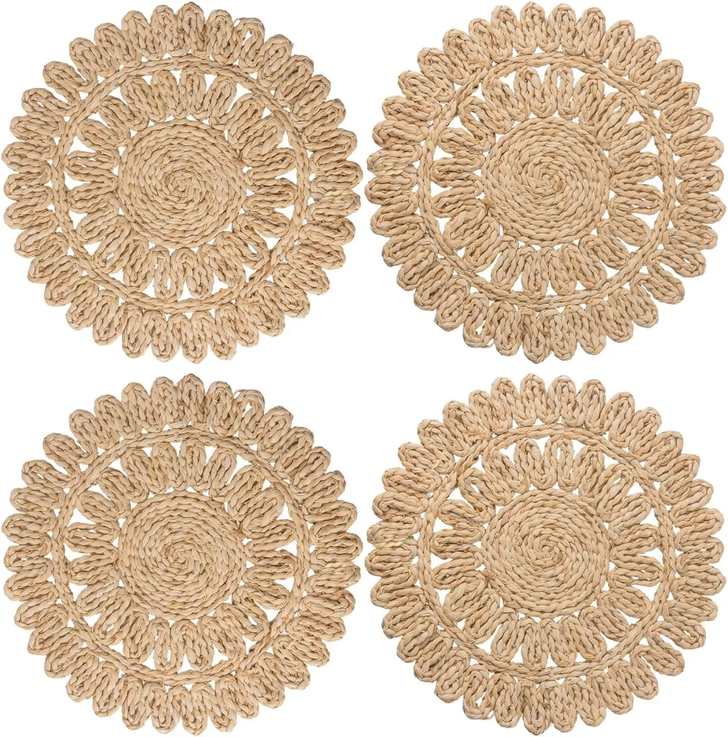 13.8' Round Corn Husk Placemats | Boho Woven Rattan Table Mats | Natural Spring Farmhouse Plate
13.8' Round Corn Husk Placemats | Boho Woven Rattan Table Mats | Natural Spring Farmhouse Plate