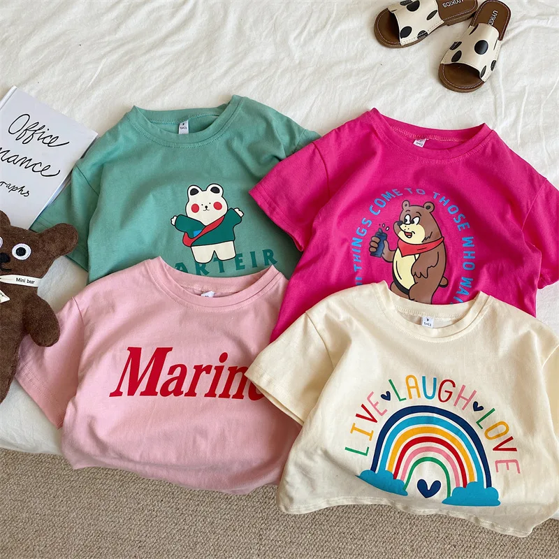 Korean Style Tees Children Cartoon Short-sleeved T-shirt 2023 Summer Clothing New Trendy Print O-neck Tops Girl Babies Cotton T
Korean Style Tees Children Cartoon Short-sleeved T-shirt 2023 Summer Clothing New Trendy Print O-neck Tops Girl Babies Cotton T