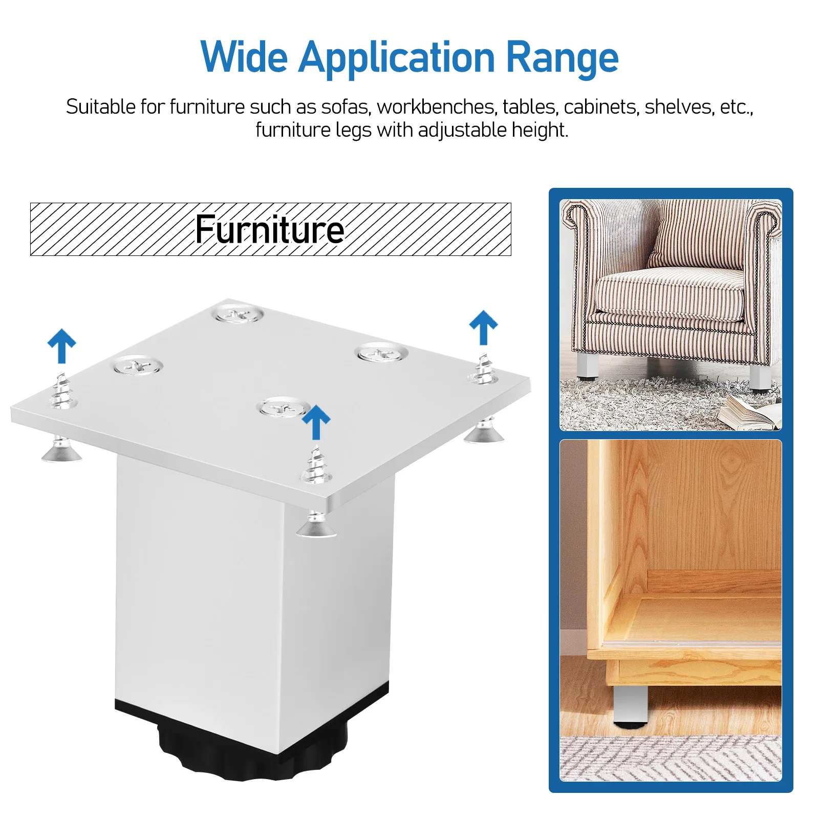 4pcs Aluminum Square Feet 8cm Heavy Duty Adjustable Furniture Levelers Non Slip Shelf Legs Table Stabilizers Stable Support Easy 
4pcs Aluminum Square Feet 8cm Heavy Duty Adjustable Furniture Levelers Non Slip Shelf Legs Table Stabilizers Stable Support Easy
