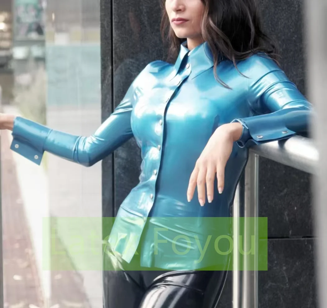 Handmade Latex Women Blouse Fetish Latex Shirts Fashion Sexy Long Sleeves Top Front Button Customized Halloween Cosplay
Handmade Latex Women Blouse Fetish Latex Shirts Fashion Sexy Long Sleeves Top Front Button Customized Halloween Cosplay