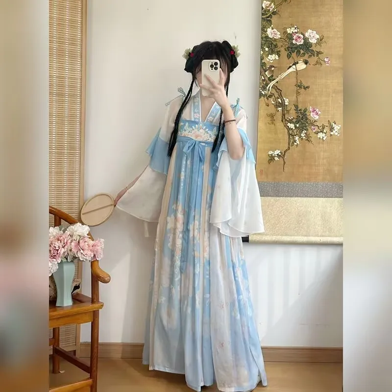 Chinese Hanfu Women's Clothing Tang Dynasty Printed Blue-Purple Hanfu, Plus Size
Chinese Hanfu Women's Clothing Tang Dynasty Printed Blue-Purple Hanfu, Plus Size