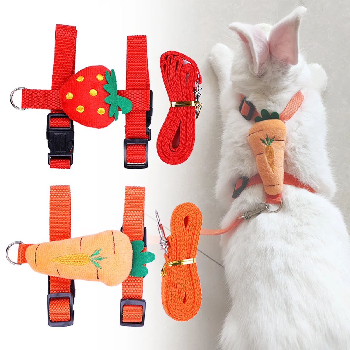 Rabbit Harness&Leash Set Strawberry/Carrot Adjustable for Small Animals Piggies Hedgehogs Outdoor Walking Cute Decorations
Rabbit Harness&Leash Set Strawberry/Carrot Adjustable for Small Animals Piggies Hedgehogs Outdoor Walking Cute Decorations