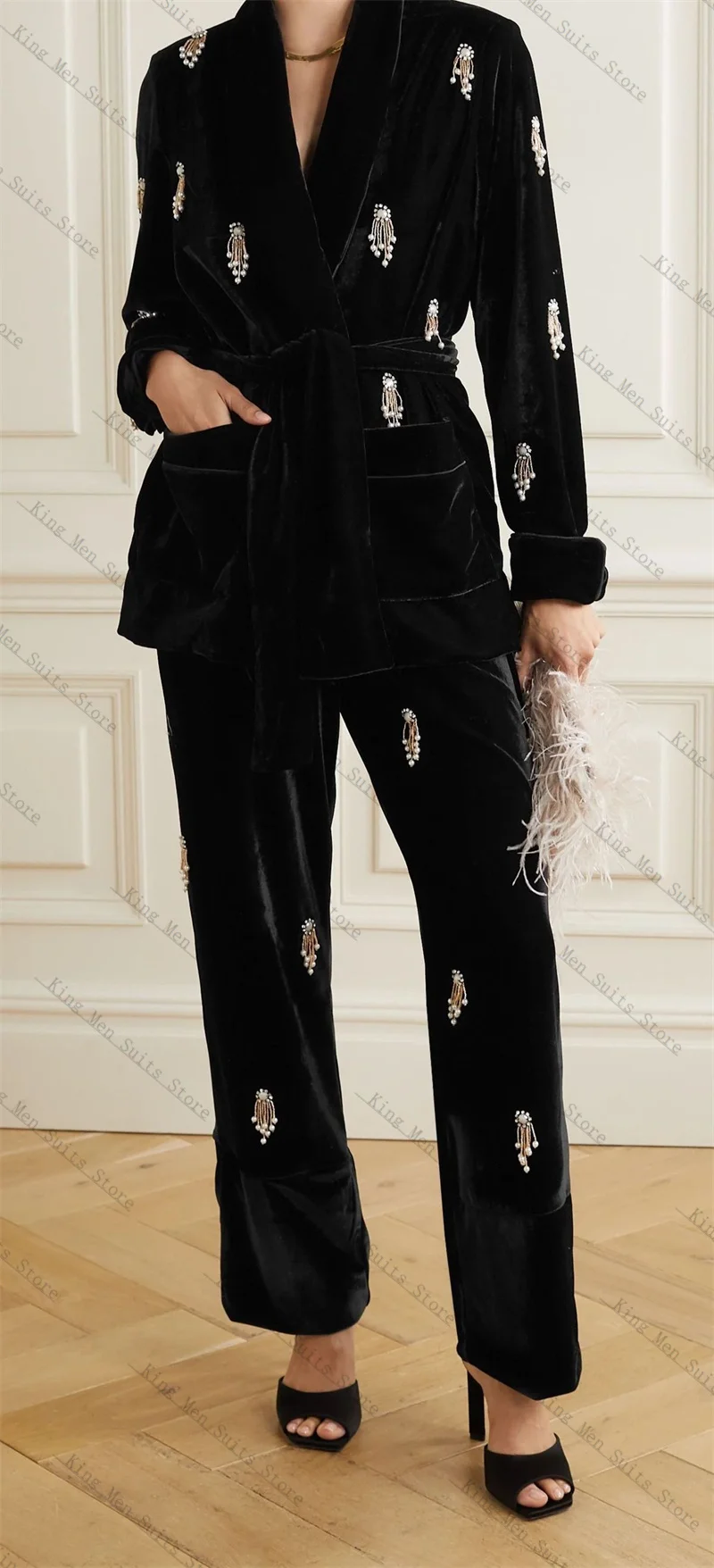 Velvet Black Women Suit Set 2 Pcs Blazer+Pants Trousers Crystals Spring Customized Formal Guest Wedding Tuxedos Coat Jacket
Velvet Black Women Suit Set 2 Pcs Blazer+Pants Trousers Crystals Spring Customized Formal Guest Wedding Tuxedos Coat Jacket