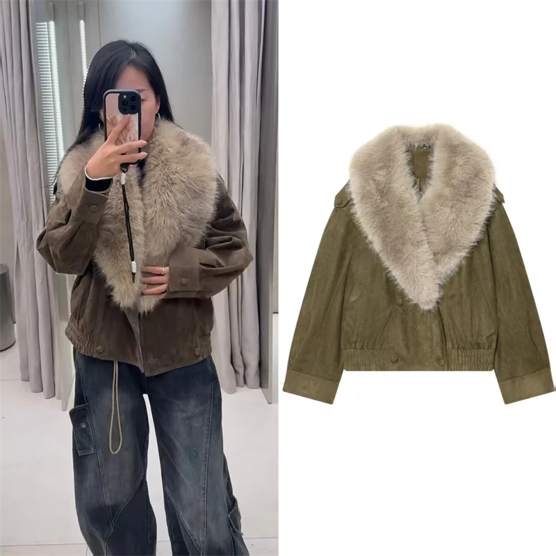 Women's Jacket 2025 Winter New Style Olive Green Long-Sleeve Faux Fur Suede Texture Loose Fit Jacket Casual Fashion Versatile
Women's Jacket 2025 Winter New Style Olive Green Long-Sleeve Faux Fur Suede Texture Loose Fit Jacket Casual Fashion Versatile