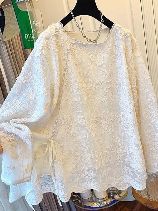 New Chinese Style Lace Shirt Women's Spring Autumn Winter Long Sleeve Fashionable Top JEWTEN Korean Loose Fit round Neck
New Chinese Style Lace Shirt Women's Spring Autumn Winter Long Sleeve Fashionable Top JEWTEN Korean Loose Fit round Neck