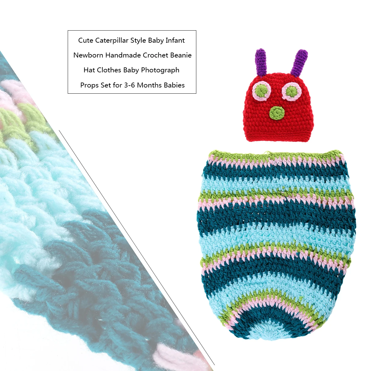 Breathable Elastic Caterpillar Costume 3-6 Months Babies Handmade Crochet Hats Newborn Photography Props Baby Photo Props
Breathable Elastic Caterpillar Costume 3-6 Months Babies Handmade Crochet Hats Newborn Photography Props Baby Photo Props