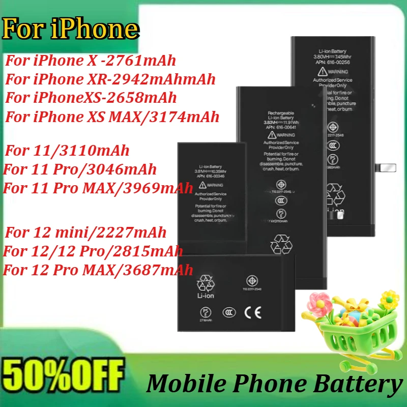 New High Quality Battery for IPhone XR X Xs 11 12 13 14 15 Pro Max Mini Real High Capacity Replacement Bateria
New High Quality Battery for IPhone XR X Xs 11 12 13 14 15 Pro Max Mini Real High Capacity Replacement Bateria