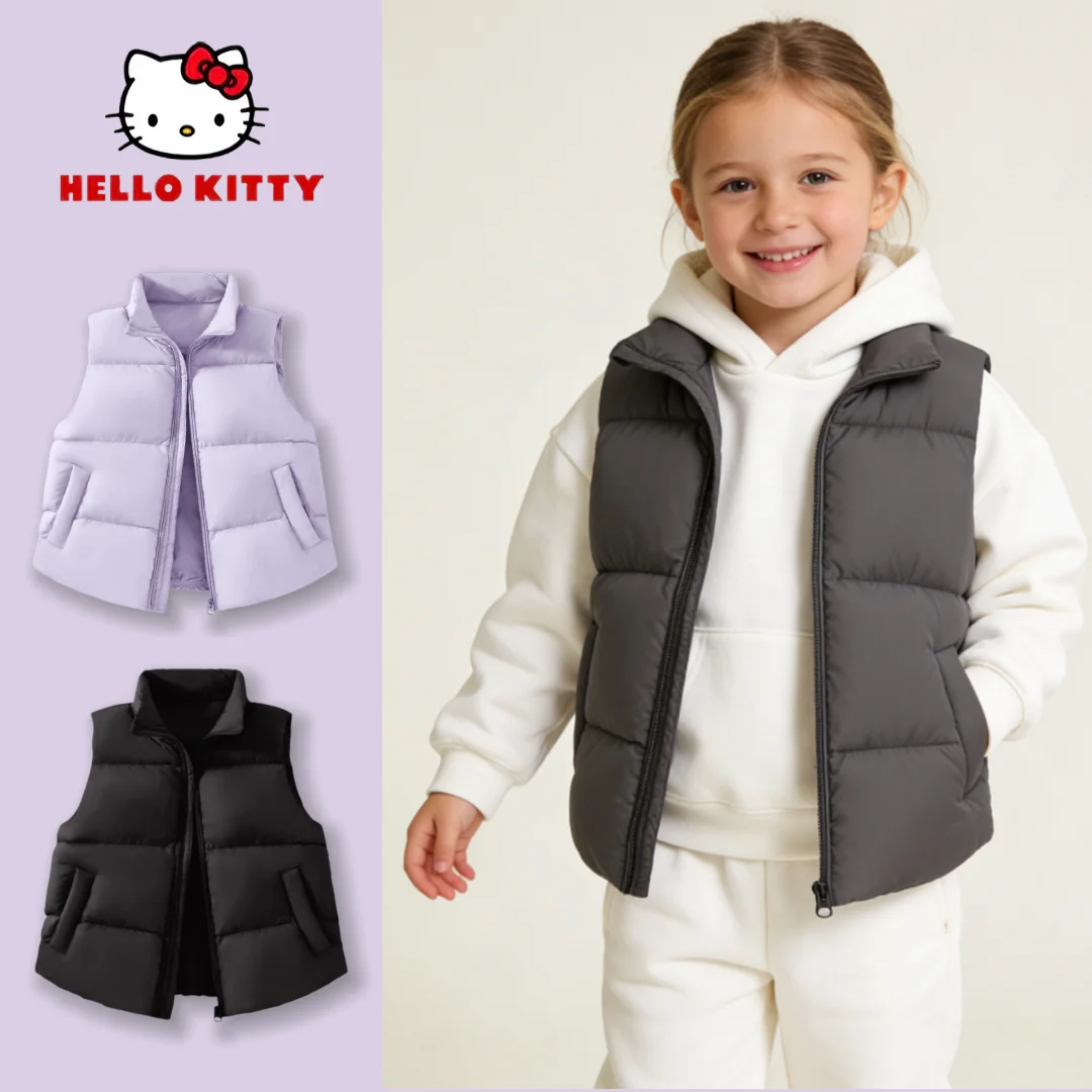 Hello Kitty Kids Vitality Warm-keeping Down jacket Children Comfortable High-necked Vest Girls Autumn Winter Cute Leisure Jacket
Hello Kitty Kids Vitality Warm-keeping Down jacket Children Comfortable High-necked Vest Girls Autumn Winter Cute Leisure Jacket