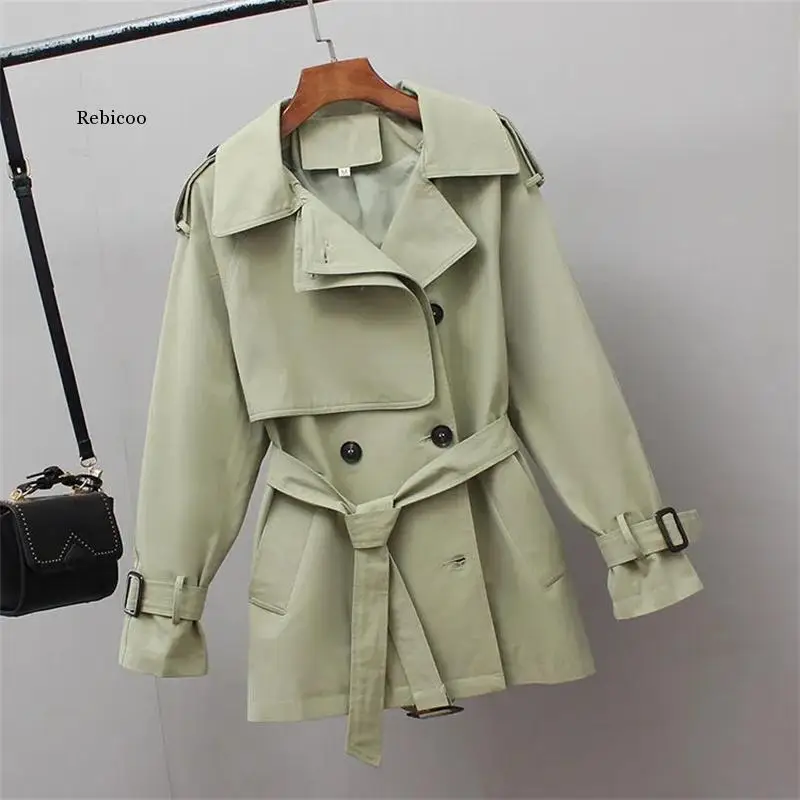 2022 Spring Autumn Trench Coat For Women Streetwear Turn-down Collar Double Breasted Short Coats Female Windbreaker Overcoat
2022 Spring Autumn Trench Coat For Women Streetwear Turn-down Collar Double Breasted Short Coats Female Windbreaker Overcoat