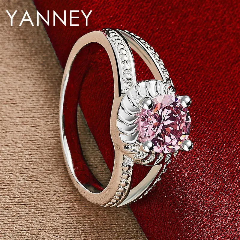 925 Sterling Silver 7/8/9/10# Temperament Pink Round Zircon Ring For Women Luxury Party Wedding Gift Fashion Jewelry Accessories
925 Sterling Silver 7/8/9/10# Temperament Pink Round Zircon Ring For Women Luxury Party Wedding Gift Fashion Jewelry Accessories