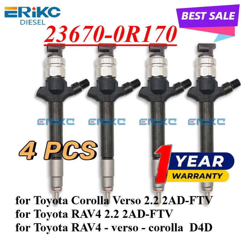 4PC 23670-0R170 Diesel Fuel Injector 236700R170 23670-0R120 for Toyota Corolla Verso 2.2 2AD-FTV RAV4 2.2 2367009210
4PC 23670-0R170 Diesel Fuel Injector 236700R170 23670-0R120 for Toyota Corolla Verso 2.2 2AD-FTV RAV4 2.2 2367009210