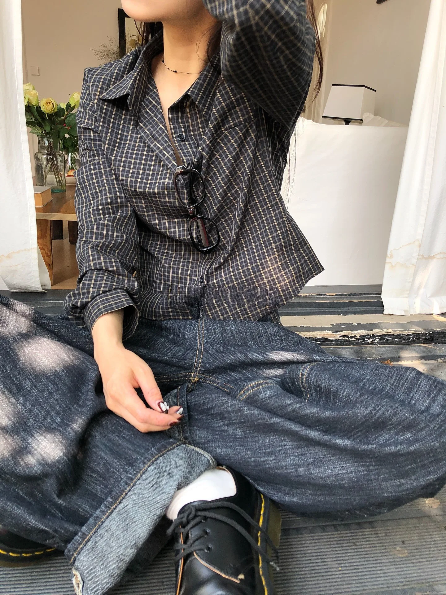 Bla Plaid ort irt Women's Sle Retro Slim Fit Long Sve Inner Wear Top Skin Friendly Breathable Waist in
Bla Plaid ort irt Women's Sle Retro Slim Fit Long Sve Inner Wear Top Skin Friendly Breathable Waist in